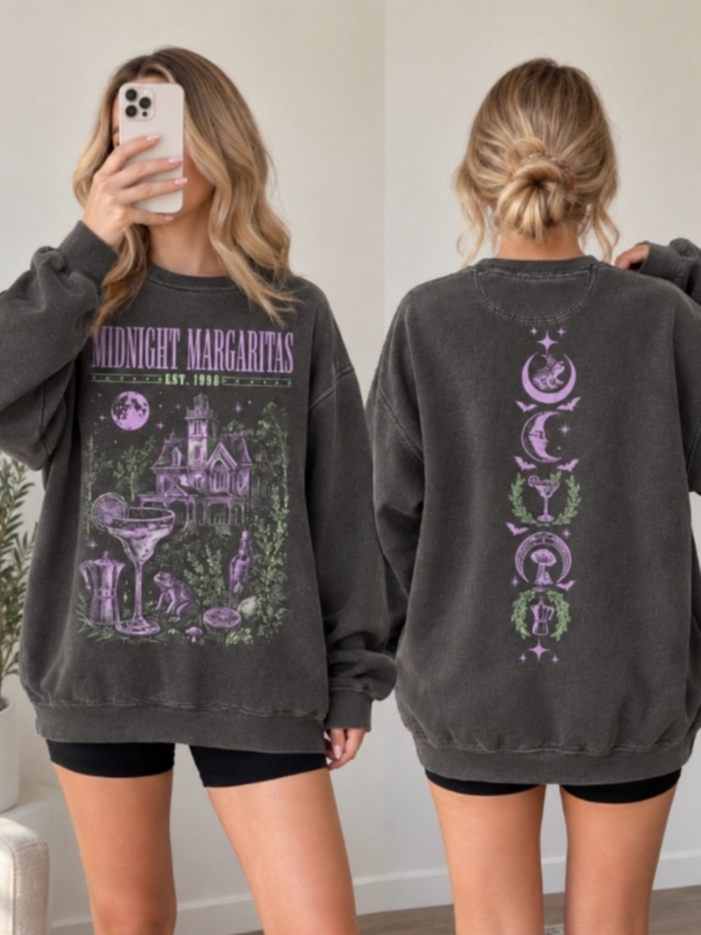 Comfort Colors Pepper Oversized Graphic Sweatshirt with Lavender Print